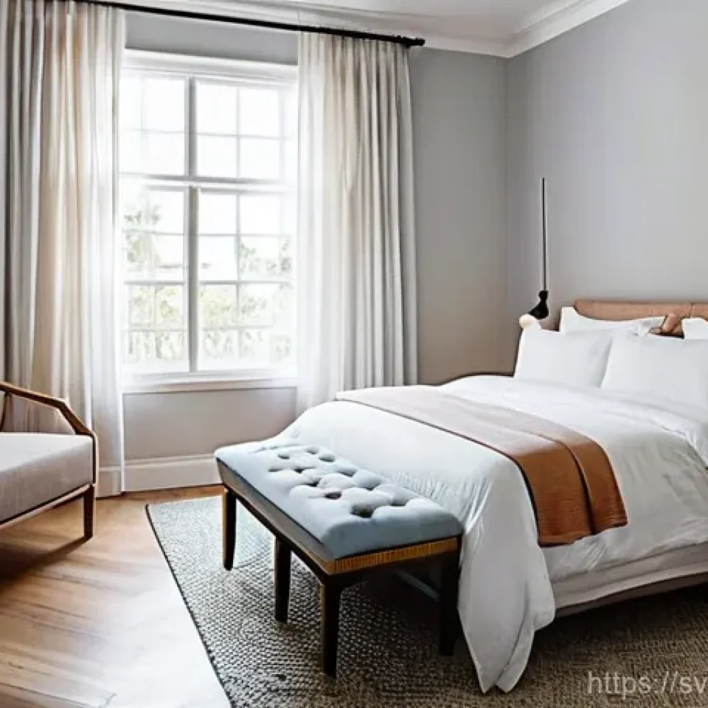 낮잠을 위한 마음챙김 기법 - **The Ultimate Nap Oasis:** A serene and dimly lit bedroom, softly illuminated by natural light filt...