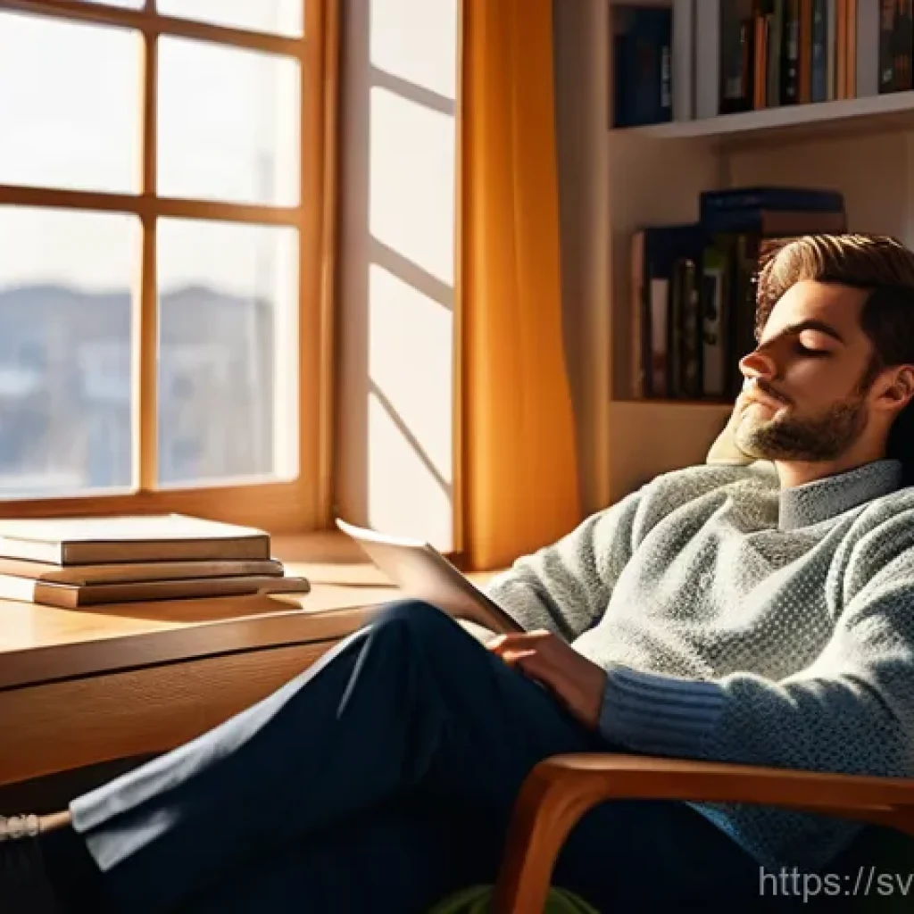 낮잠과 불면증 해결의 관계 - **Prompt:** A young adult, around 25-30 years old, experiencing a refreshing "power nap" in a tastef...