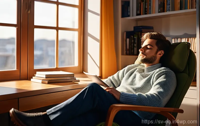 낮잠과 불면증 해결의 관계 - **Prompt:** A young adult, around 25-30 years old, experiencing a refreshing "power nap" in a tastef...