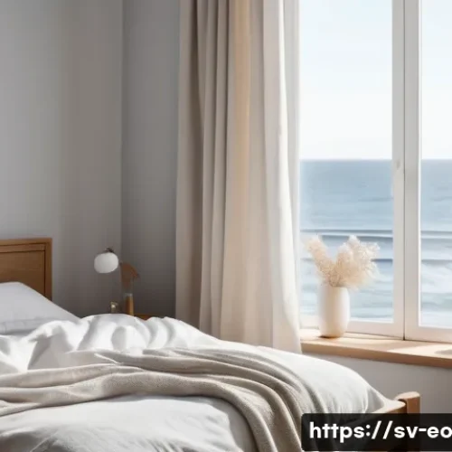 Home 32 낮잠을 도와주는 간단한 호흡법 - A serene bedroom scene designed for a Swedish nap environment: a cozy, dimly lit room with soft neut...