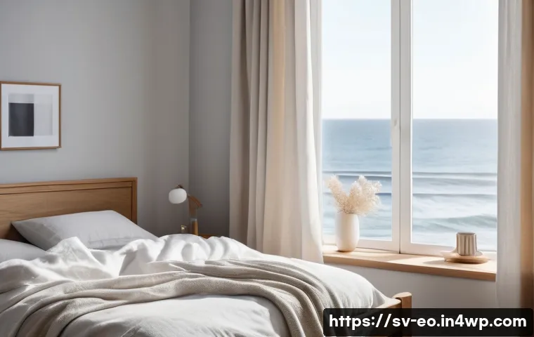 낮잠을 도와주는 간단한 호흡법 - A serene bedroom scene designed for a Swedish nap environment: a cozy, dimly lit room with soft neut...