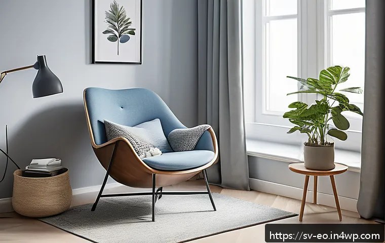 낮잠 시간과 뇌 기능의 관계 - A modern Scandinavian-style home office corner designed for a restful nap break, featuring a cozy ar...