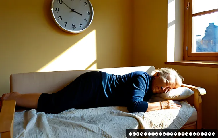 Home 15 낮잠의 부작용과 주의사항 - Photorealistic Swedish apartment living room in late afternoon, middle-aged woman waking groggily fr...